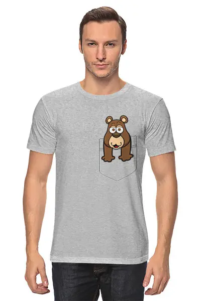 Заказать мужскую футболку в Москве. Футболка классическая Медвежонок от Zamula - готовые дизайны и нанесение принтов.