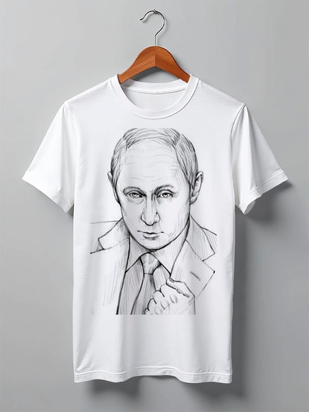 Заказать мужскую футболку в Москве. Футболка классическая Путин от Дария Вовк - готовые дизайны и нанесение принтов.
