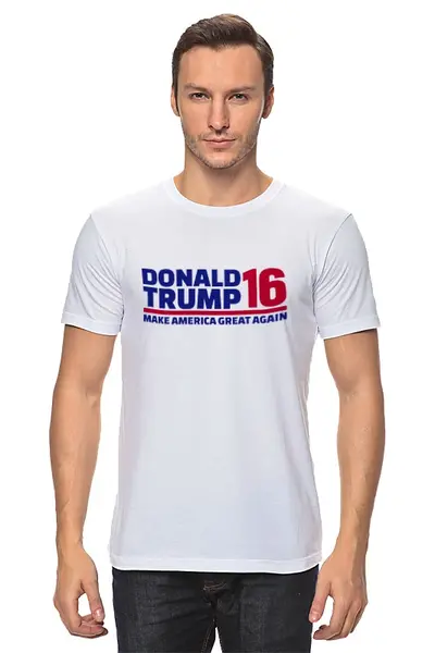 Заказать мужскую футболку в Москве. Футболка классическая Trump - America Great от skynatural - готовые дизайны и нанесение принтов.