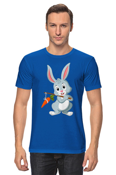 Заказать мужскую футболку в Москве. Футболка классическая Кролик рыбак от skynatural - готовые дизайны и нанесение принтов.