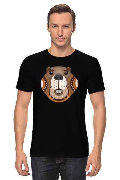 Заказать мужскую футболку в Москве. Футболка классическая Голова бобра от skynatural - готовые дизайны и нанесение принтов.
