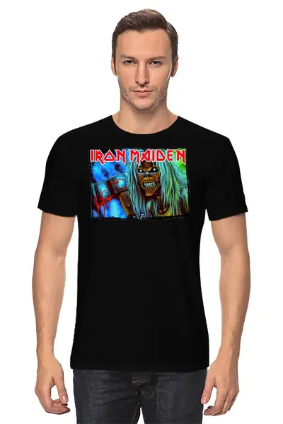 Заказать мужскую футболку в Москве. Футболка классическая Iron Maiden Band от Leichenwagen - готовые дизайны и нанесение принтов.