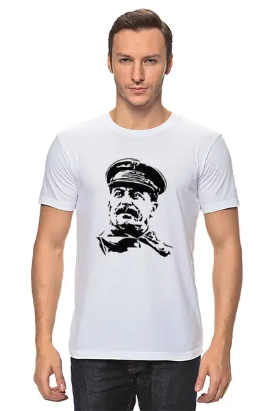 Заказать мужскую футболку в Москве. Футболка классическая Сталин от Andrew Zaycev - готовые дизайны и нанесение принтов.