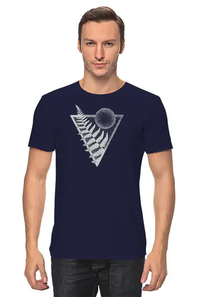 Заказать мужскую футболку в Москве. Футболка классическая Fern and Moon Triangle Tattoo от oneredfoxstore@gmail.com - готовые дизайны и нанесение принтов.