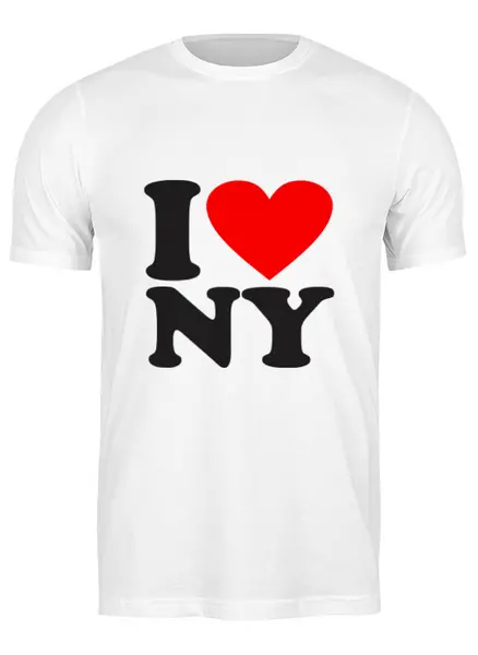 Заказать мужскую футболку в Москве. Футболка классическая i love NY от pyzhik - готовые дизайны и нанесение принтов.