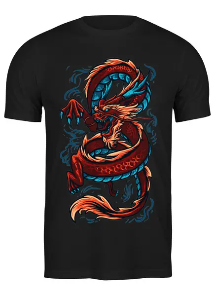Заказать мужскую футболку в Москве. Футболка классическая Китайский дракон от printeriumstore@gmail.com - готовые дизайны и нанесение принтов.