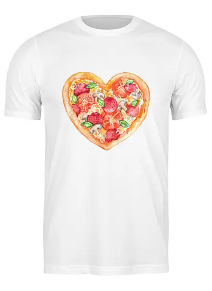 Заказать мужскую футболку в Москве. Футболка классическая Пицца это любовь от lucky_vmv - готовые дизайны и нанесение принтов.