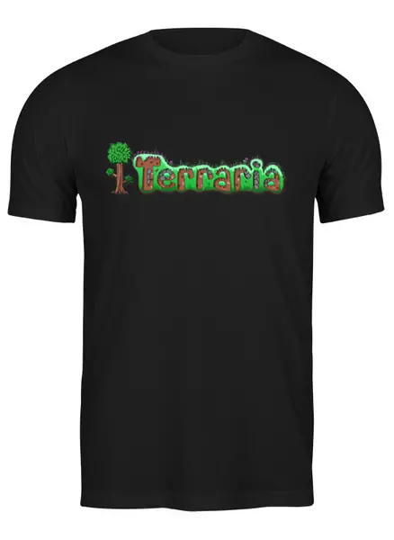 Заказать мужскую футболку в Москве. Футболка классическая Terraria от game-fan - готовые дизайны и нанесение принтов.