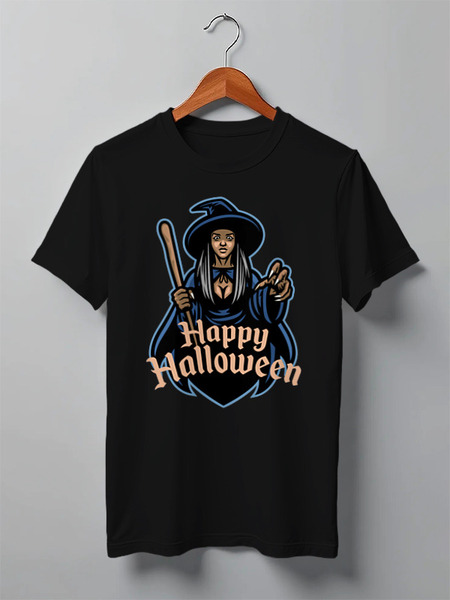 Заказать мужскую футболку в Москве. Футболка классическая Happy Halloween от skynatural - готовые дизайны и нанесение принтов.