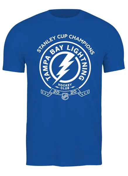 Заказать мужскую футболку в Москве. Футболка классическая Tampa Bay Lightning Stanley Cup Champions 2020 от KutvinoV.com  - готовые дизайны и нанесение принтов.