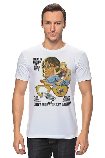 Заказать мужскую футболку в Москве. Футболка классическая Dirty Mary Crazy Larry от KinoArt - готовые дизайны и нанесение принтов.