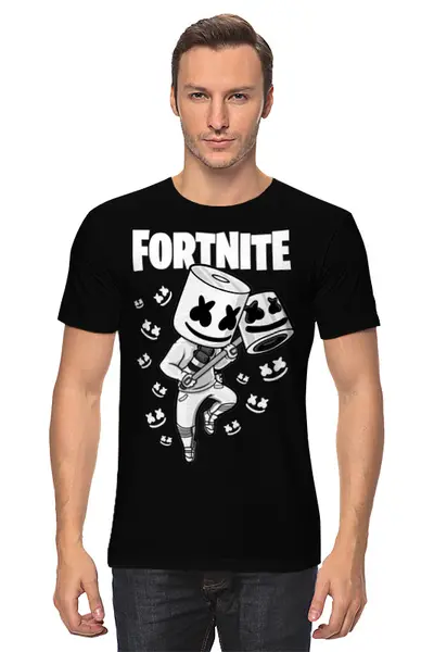 Заказать мужскую футболку в Москве. Футболка классическая Fortnite, Marshmello от geekbox - готовые дизайны и нанесение принтов.