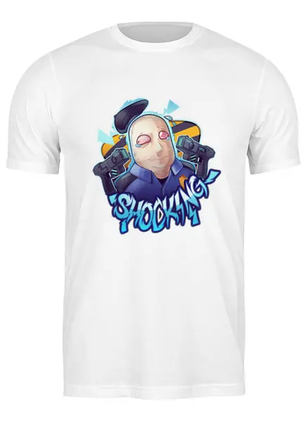 Заказать мужскую футболку в Москве. Футболка классическая [CS:GO Stickers] SHOCKing от nakalyae7 - готовые дизайны и нанесение принтов.