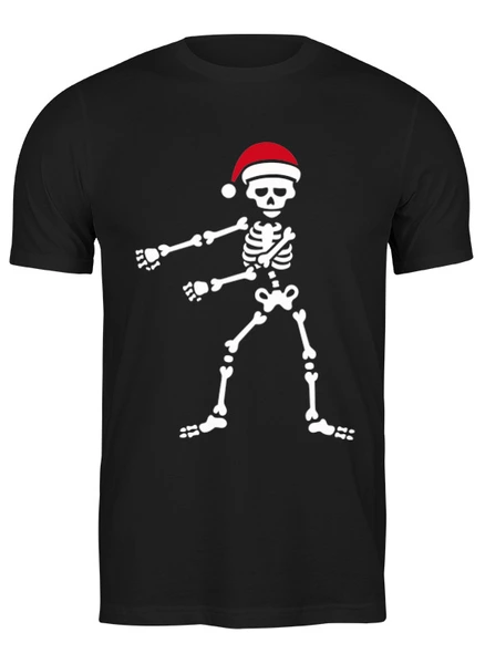 Заказать мужскую футболку в Москве. Футболка классическая Новогодний скелет от skynatural - готовые дизайны и нанесение принтов.