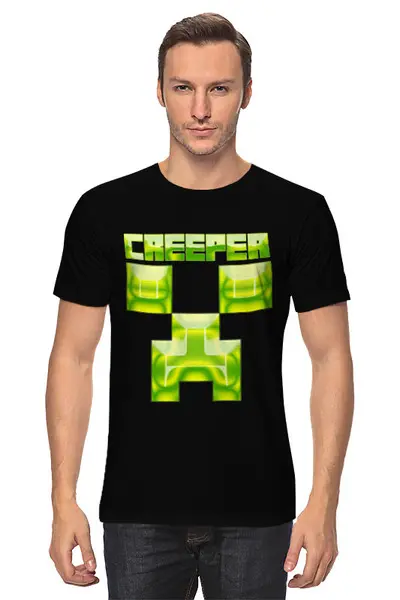 Заказать мужскую футболку в Москве. Футболка классическая MINECRAFT CREEPER от weeert - готовые дизайны и нанесение принтов.