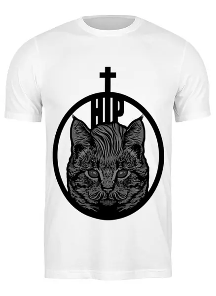 Заказать мужскую футболку в Москве. Футболка классическая HIPSTER CAT от 7SWɅG - готовые дизайны и нанесение принтов.