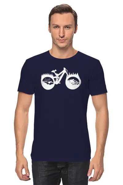 Заказать мужскую футболку в Москве. Футболка классическая Mountain Bike от oneredfoxstore@gmail.com - готовые дизайны и нанесение принтов.