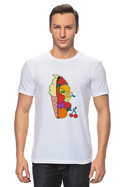 Заказать мужскую футболку в Москве. Футболка классическая Мороженое фрукты от zen4@bk.ru - готовые дизайны и нанесение принтов.