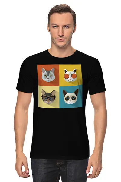 Заказать мужскую футболку в Москве. Футболка классическая Cats Here от oneredfoxstore@gmail.com - готовые дизайны и нанесение принтов.