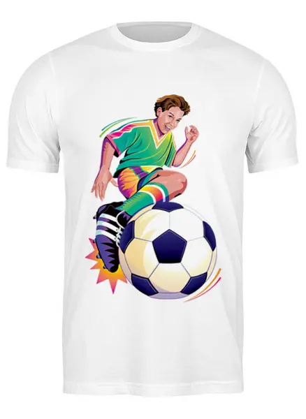 Заказать мужскую футболку в Москве. Футболка классическая Футболист от T-shirt print  - готовые дизайны и нанесение принтов.