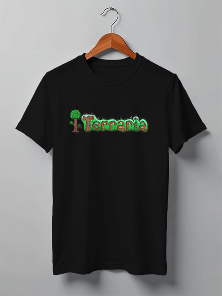 Заказать мужскую футболку в Москве. Футболка классическая Terraria от game-fan - готовые дизайны и нанесение принтов.
