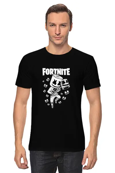 Заказать мужскую футболку в Москве. Футболка классическая Fortnite, Marshmello от geekbox - готовые дизайны и нанесение принтов.