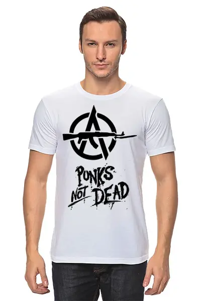 Заказать мужскую футболку в Москве. Футболка классическая Punks Not Dead от Leichenwagen - готовые дизайны и нанесение принтов.