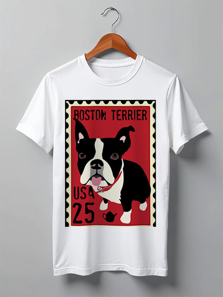 Заказать мужскую футболку в Москве. Футболка классическая Boston Terrier от Pinky-Winky - готовые дизайны и нанесение принтов.