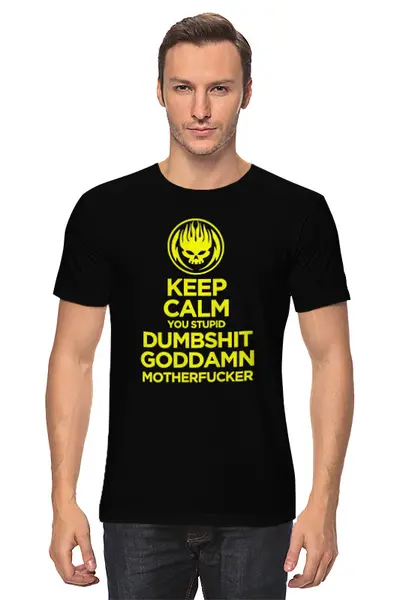 Заказать мужскую футболку в Москве. Футболка классическая keep calm motherfucker от Aleksey Melnick - готовые дизайны и нанесение принтов.