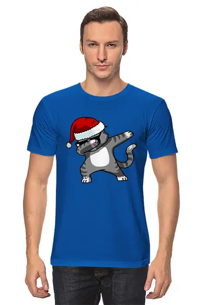 Заказать мужскую футболку в Москве. Футболка классическая Dabbing Cat от skynatural - готовые дизайны и нанесение принтов.