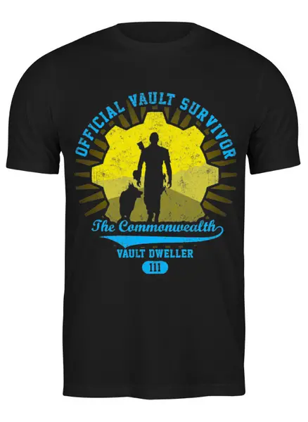 Заказать мужскую футболку в Москве. Футболка классическая Fallout. Vault Dweller от geekbox - готовые дизайны и нанесение принтов.