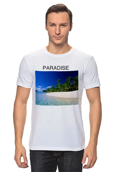Заказать мужскую футболку в Москве. Футболка классическая Paradise от Тима Старк - готовые дизайны и нанесение принтов.