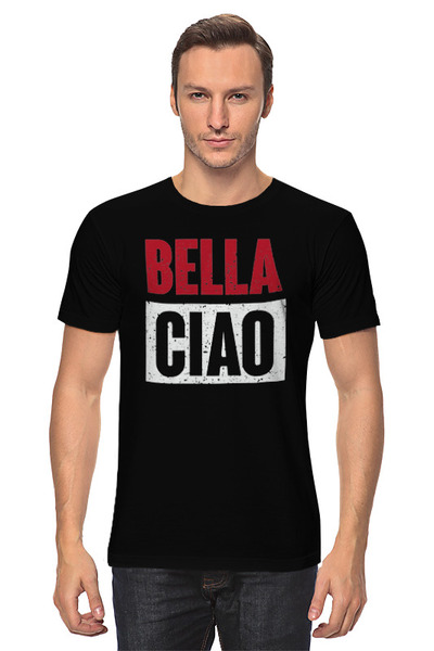 Заказать мужскую футболку в Москве. Футболка классическая Bella Ciao от skynatural - готовые дизайны и нанесение принтов.