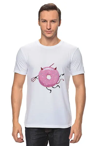 Заказать мужскую футболку в Москве. Футболка классическая Демонический пончик от YellowCloverShop - готовые дизайны и нанесение принтов.