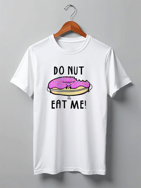 Заказать мужскую футболку в Москве. Футболка классическая Do nut eat me! (Не ешь меня) от coolmag - готовые дизайны и нанесение принтов.