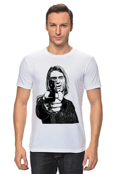 Заказать мужскую футболку в Москве. Футболка классическая Курт Кобейн от ZakonVash - готовые дизайны и нанесение принтов.