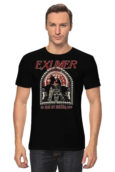 Заказать мужскую футболку в Москве. Футболка классическая Exumer (thrash metal band) от Leichenwagen - готовые дизайны и нанесение принтов.