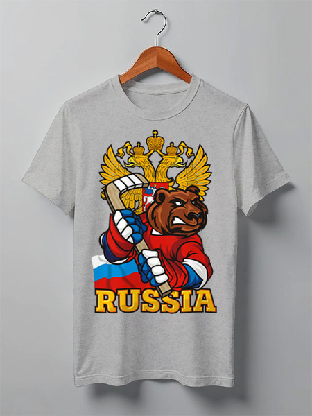 Заказать мужскую футболку в Москве. Футболка классическая Russian Bear от Leichenwagen - готовые дизайны и нанесение принтов.