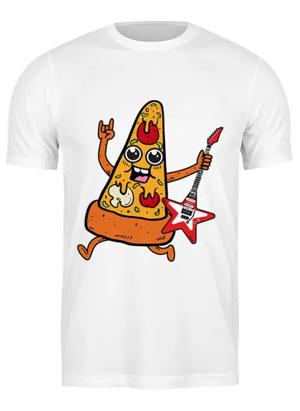 Заказать мужскую футболку в Москве. Футболка классическая Пицца с гитарой от Amerikanka - готовые дизайны и нанесение принтов.