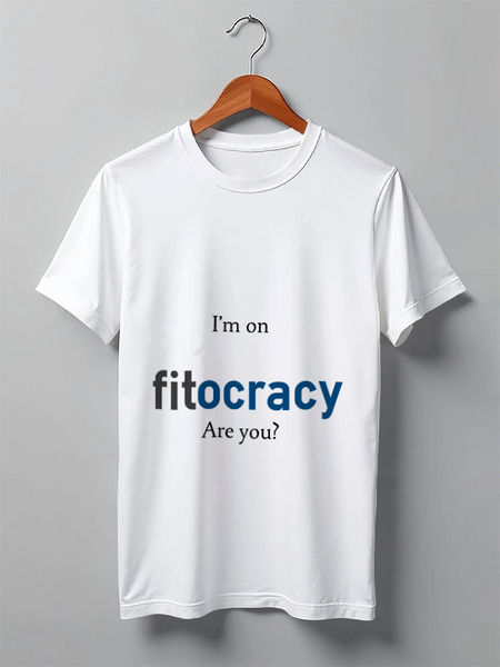 Заказать мужскую футболку в Москве. Футболка классическая I'm on fitocracy, are you? от Juriy Zaytsev - готовые дизайны и нанесение принтов.
