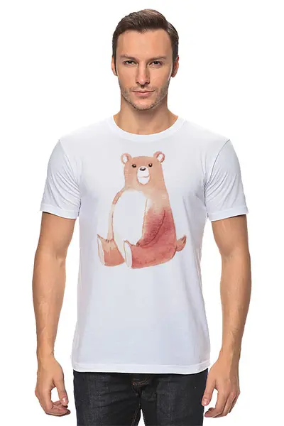 Заказать мужскую футболку в Москве. Футболка классическая Bear Here от oneredfoxstore@gmail.com - готовые дизайны и нанесение принтов.