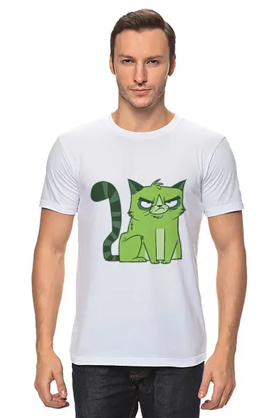 Заказать мужскую футболку в Москве. Футболка классическая Кот (Cat) от Zamula - готовые дизайны и нанесение принтов.