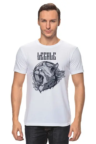 Заказать мужскую футболку в Москве. Футболка классическая The cat от Legale Prints - готовые дизайны и нанесение принтов.