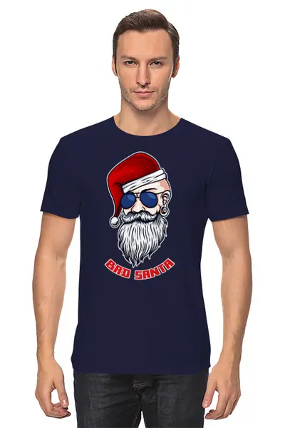 Заказать мужскую футболку в Москве. Футболка классическая BadSanta от balden - готовые дизайны и нанесение принтов.