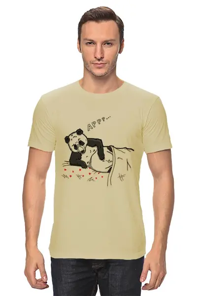 Заказать мужскую футболку в Москве. Футболка классическая панда от krolya_spb@mail.ru - готовые дизайны и нанесение принтов.