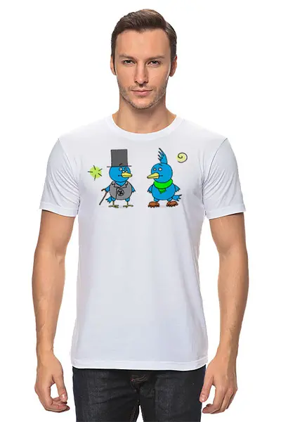 Заказать мужскую футболку в Москве. Футболка классическая Синие птицы от aniramasatosi@gmail.com - готовые дизайны и нанесение принтов.