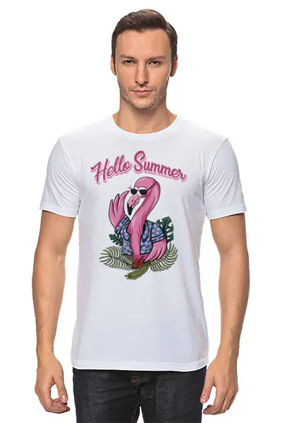 Заказать мужскую футболку в Москве. Футболка классическая Фламинго  от T-shirt print  - готовые дизайны и нанесение принтов.