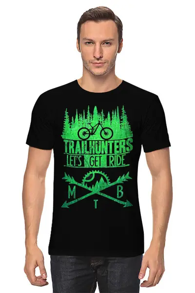 Заказать мужскую футболку в Москве. Футболка классическая Trailhunters от oneredfoxstore@gmail.com - готовые дизайны и нанесение принтов.