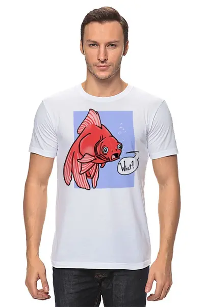 Заказать мужскую футболку в Москве. Футболка классическая Недоумевающая глазастая рыба от fuckinjo - готовые дизайны и нанесение принтов.