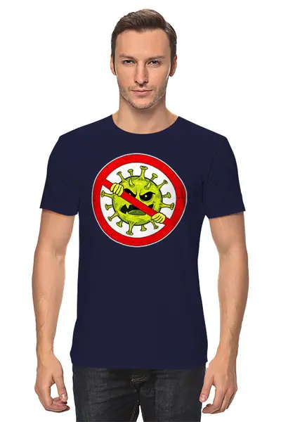 Заказать мужскую футболку в Москве. Футболка классическая STOP CORONAVIRUS от balden - готовые дизайны и нанесение принтов.